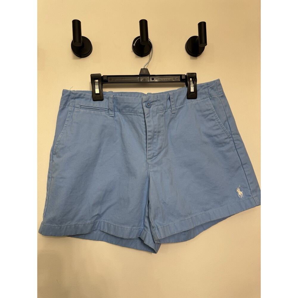Polo Ralph Lauren Shorts Womens Size 6 Blue Chino Casual Flat Front Preppy